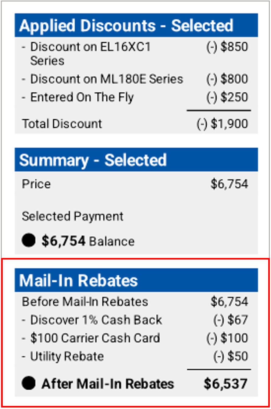 Conventional Rebates Are Selectable On The Signature Tab From A Preset 
